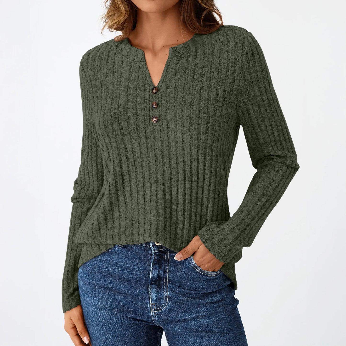 Tunic Shirts for Womens Long Sleeve Tops Casual V Neck Sweaters for Women Blouses