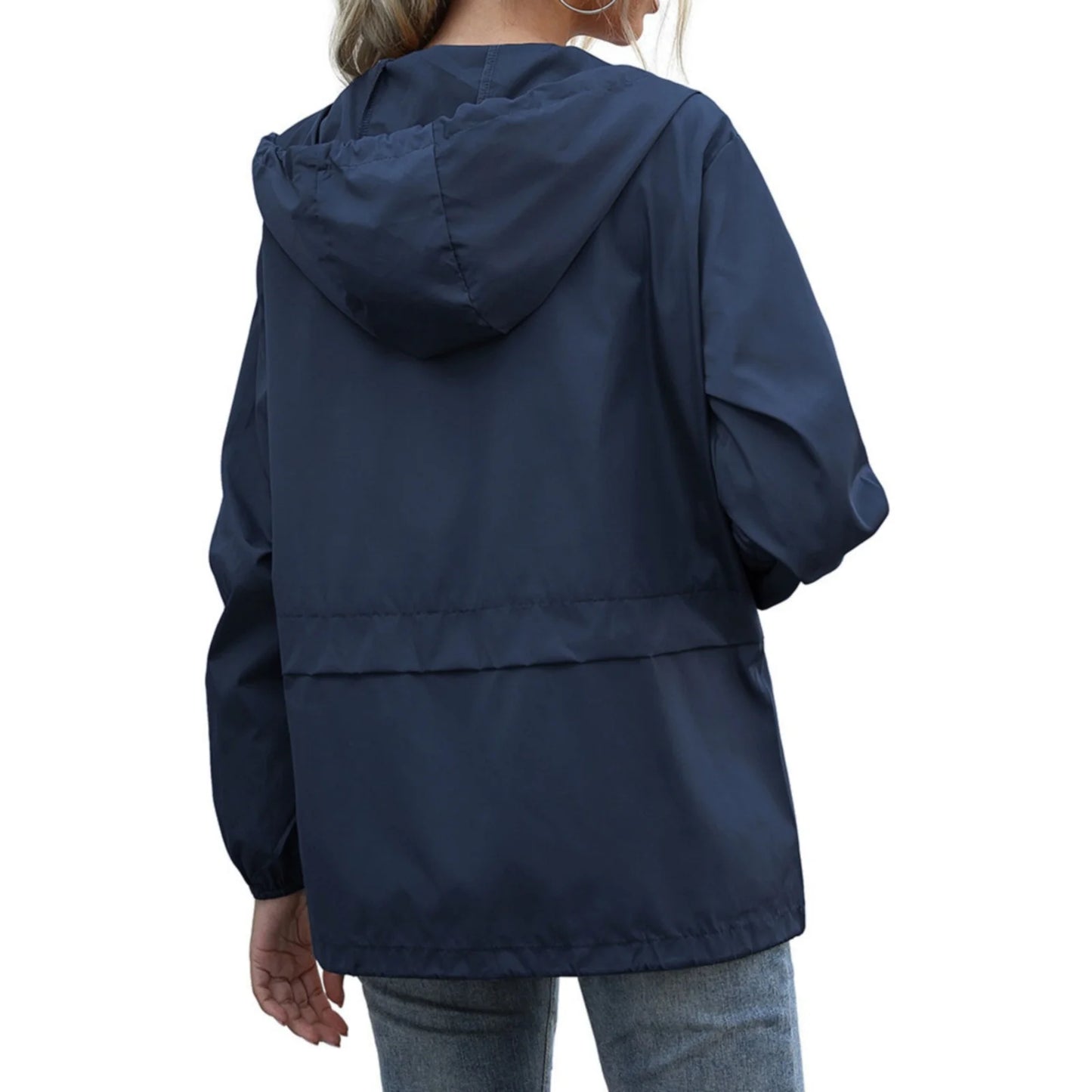 Jackets for Women, Women Solid Long Sleeve Pocket Outerwear Loose Splice Windbreaker Coat, Coats for Women Dark Blue M