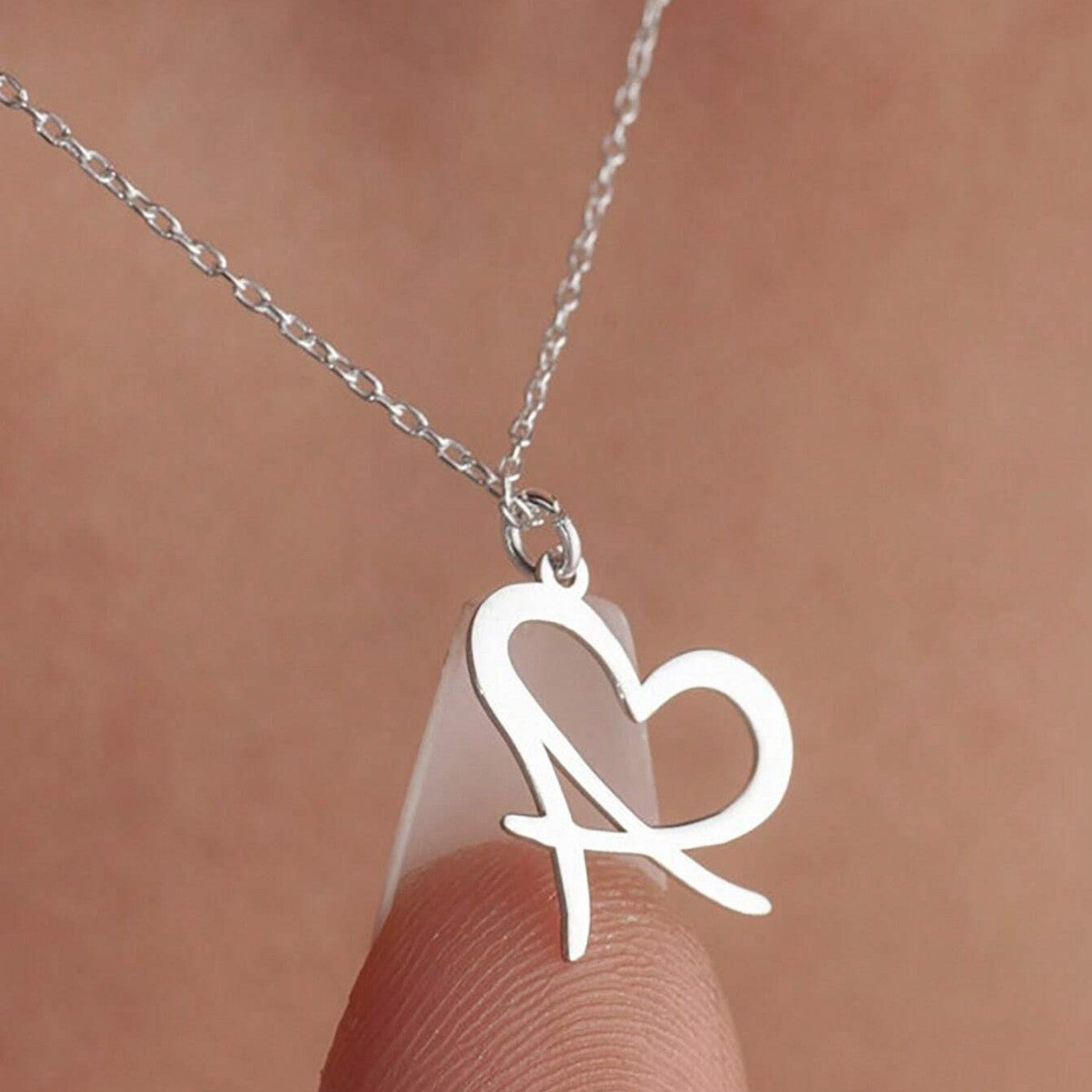 Personalized Heart Initial Necklace - Custom Minimalist Gold Letter Jewelry