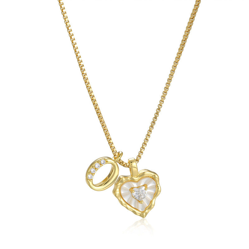 18K Gold Heart Letter Necklace - Dainty Diamond Encrusted Jewelry