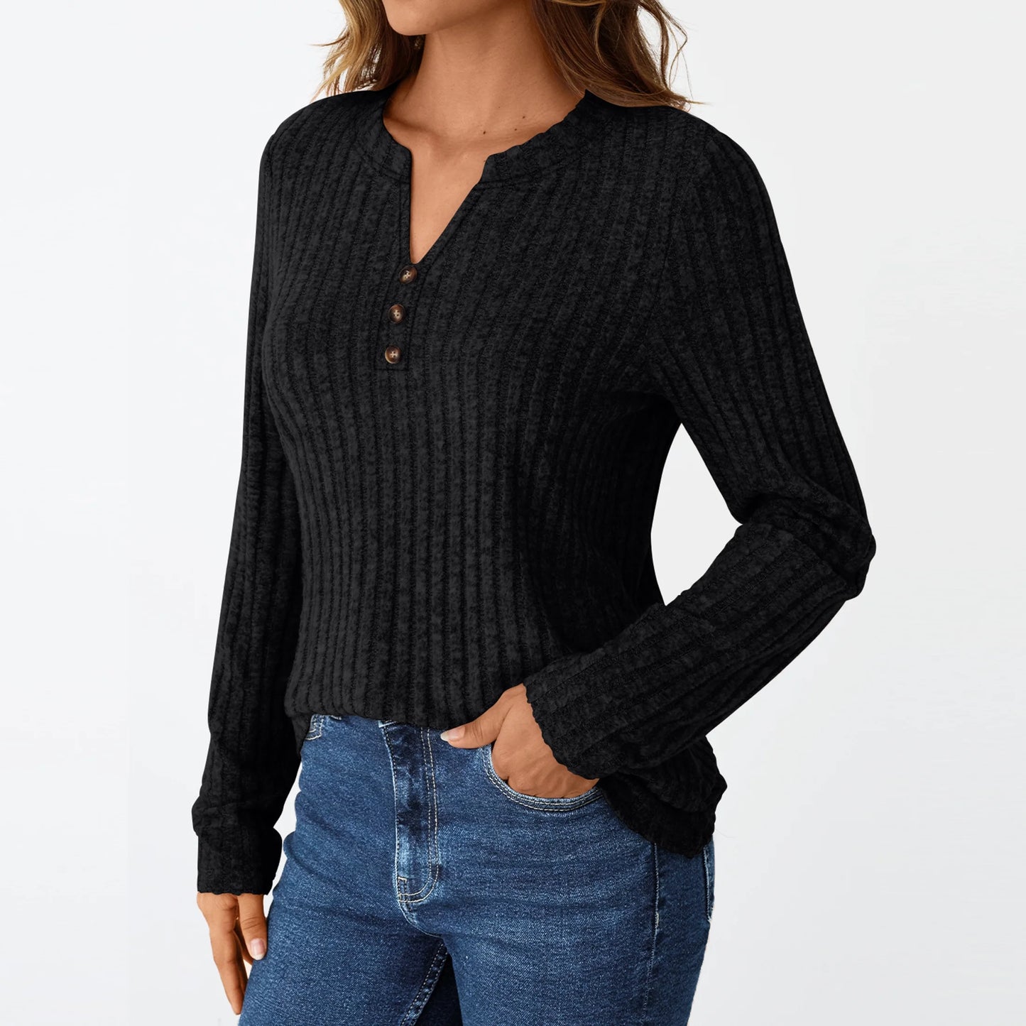 Tunic Shirts for Womens Long Sleeve Tops Casual V Neck Sweaters for Women Blouses