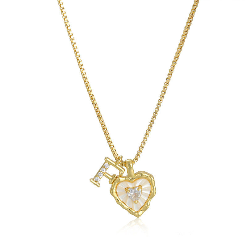 18K Gold Heart Letter Necklace - Dainty Diamond Encrusted Jewelry