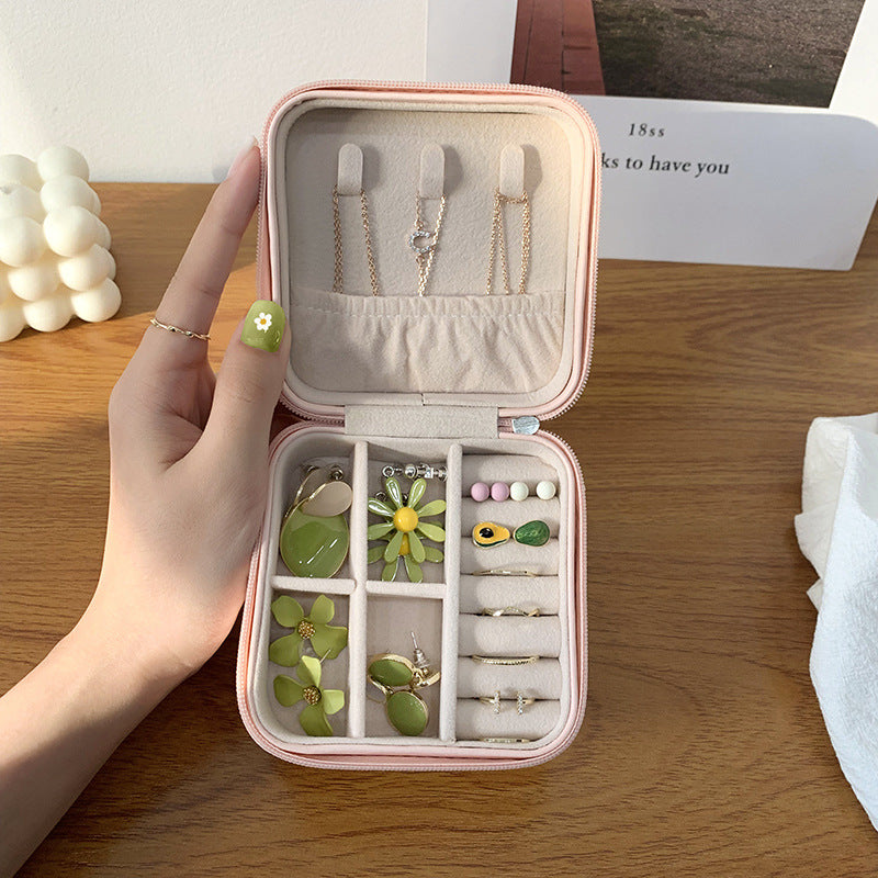 Mini Travel Jewelry Organizer Box - Portable Small Jewelry Case for Rings, Earrings & Necklaces