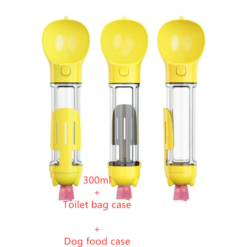 3-in-1 Portable Dog Water Bottle with Food & Poop Bag Holder