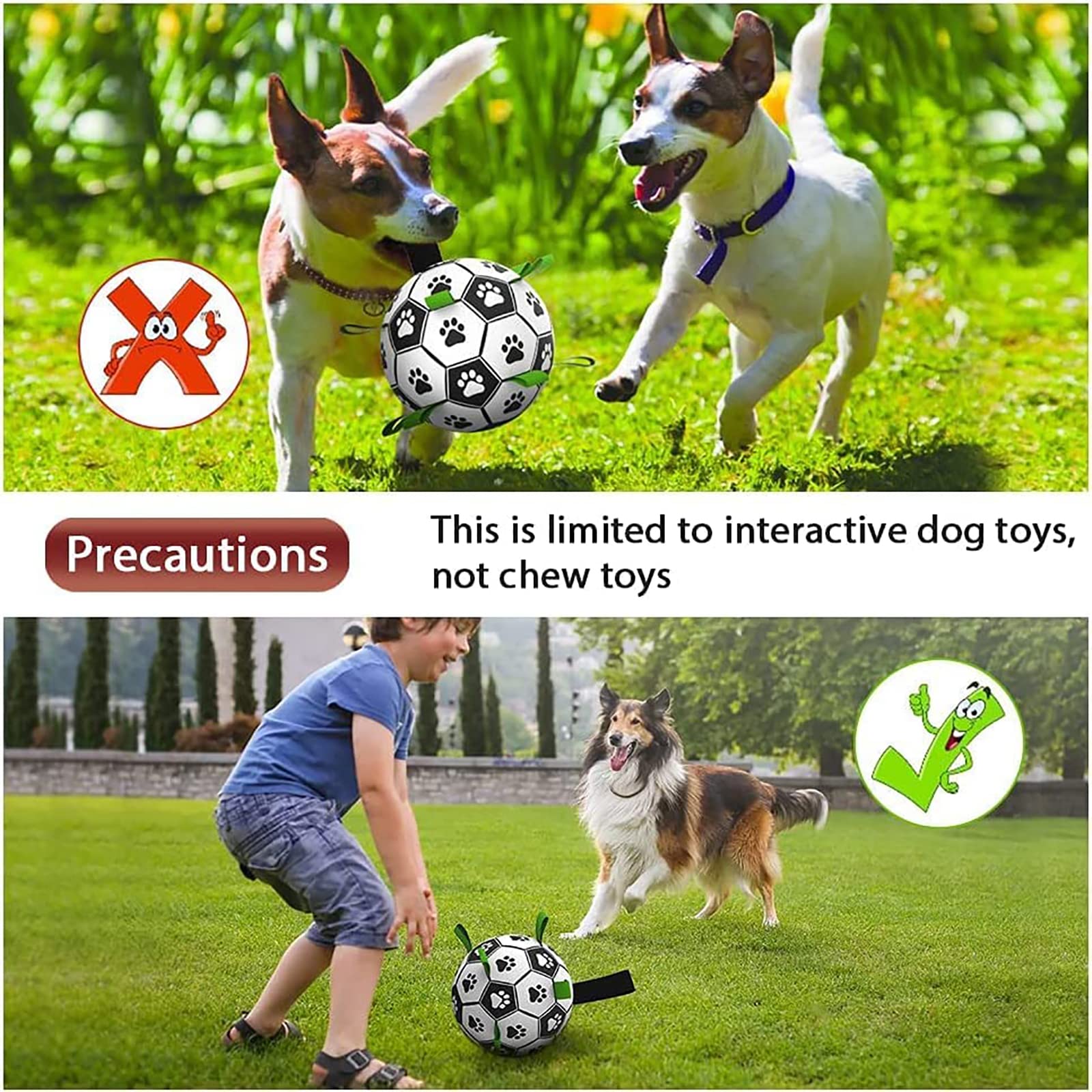 Interactive Dog Soccer Ball with Grab Tabs - Durable Outdoor Training Toy for Large Dogs