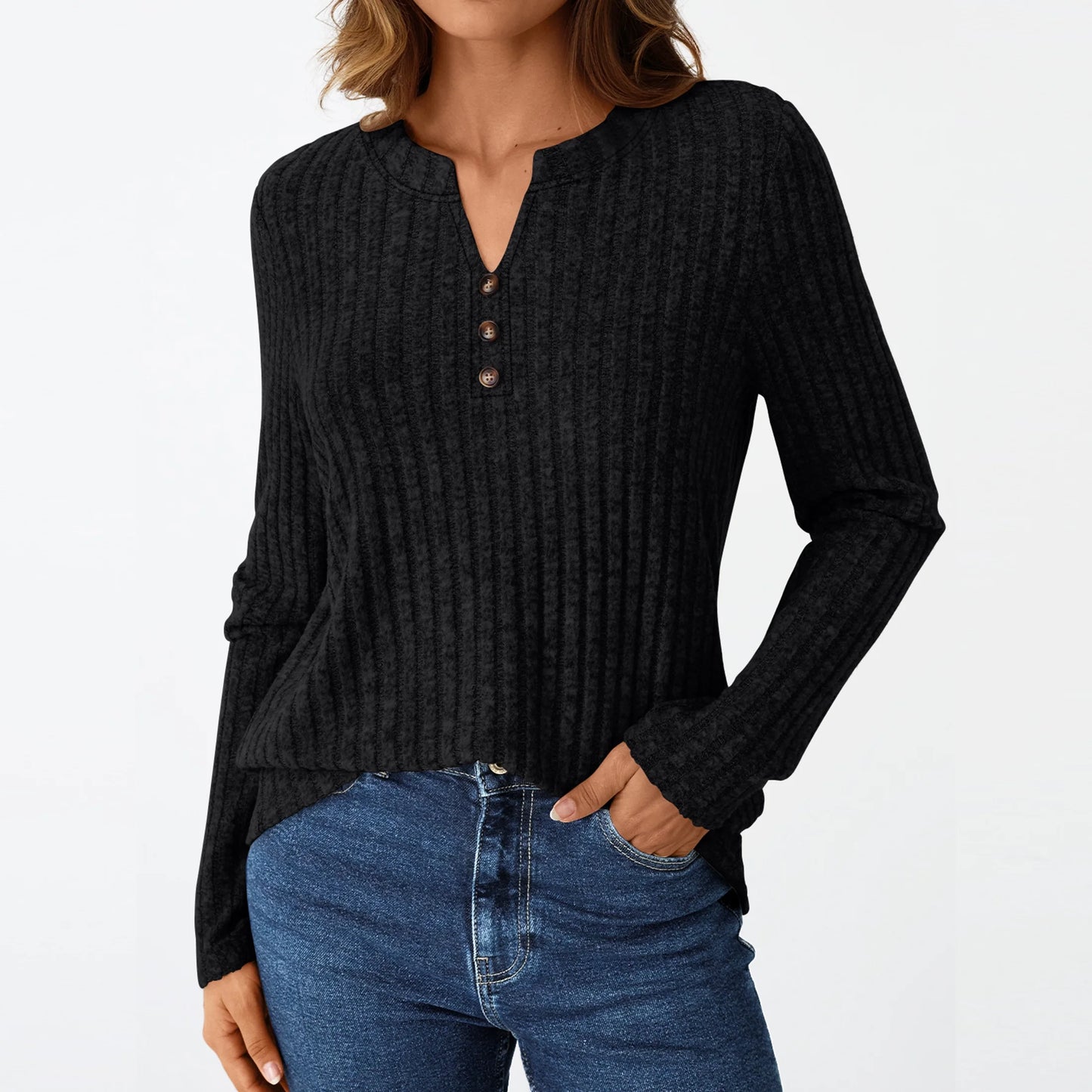 Tunic Shirts for Womens Long Sleeve Tops Casual V Neck Sweaters for Women Blouses