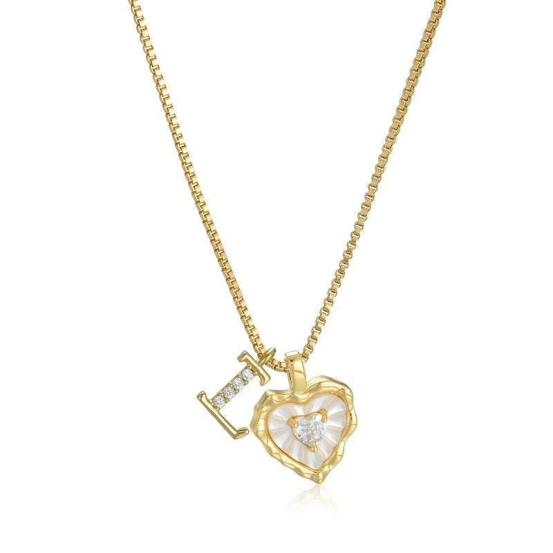 18K Gold Heart Letter Necklace - Dainty Diamond Encrusted Jewelry