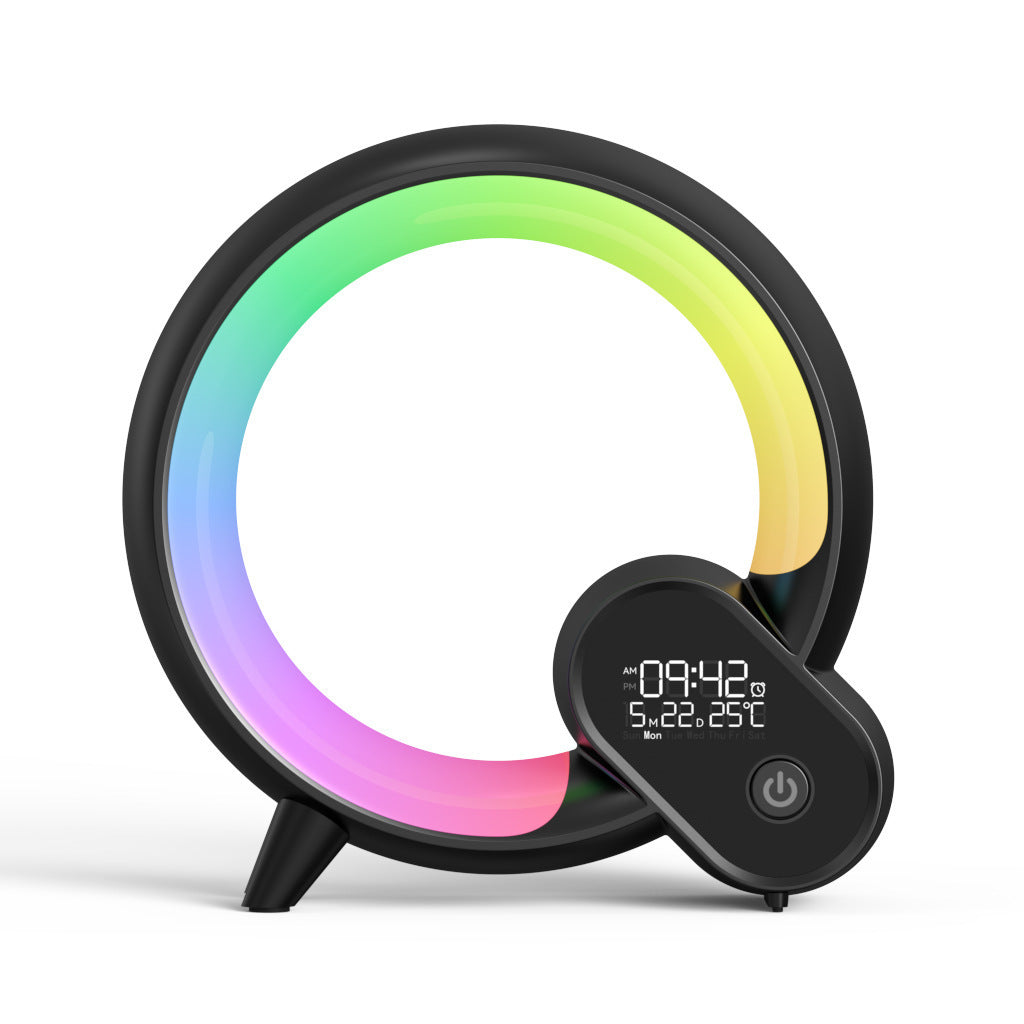 6-in-1 Smart Sunrise Alarm Clock & Atmosphere RGB Night Light | Bluetooth Speaker with Wireless Charger