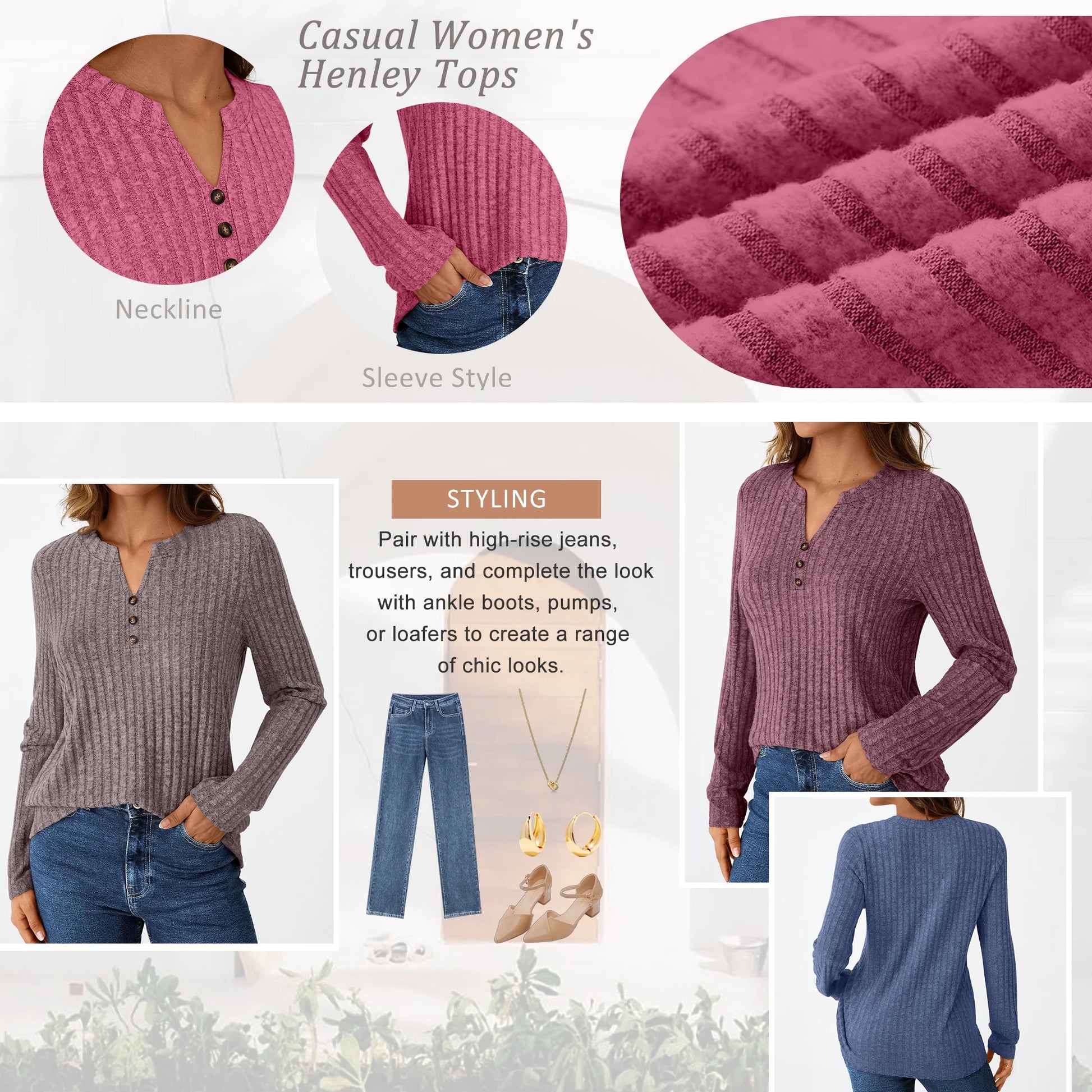 Tunic Shirts for Womens Long Sleeve Tops Casual V Neck Sweaters for Women Blouses