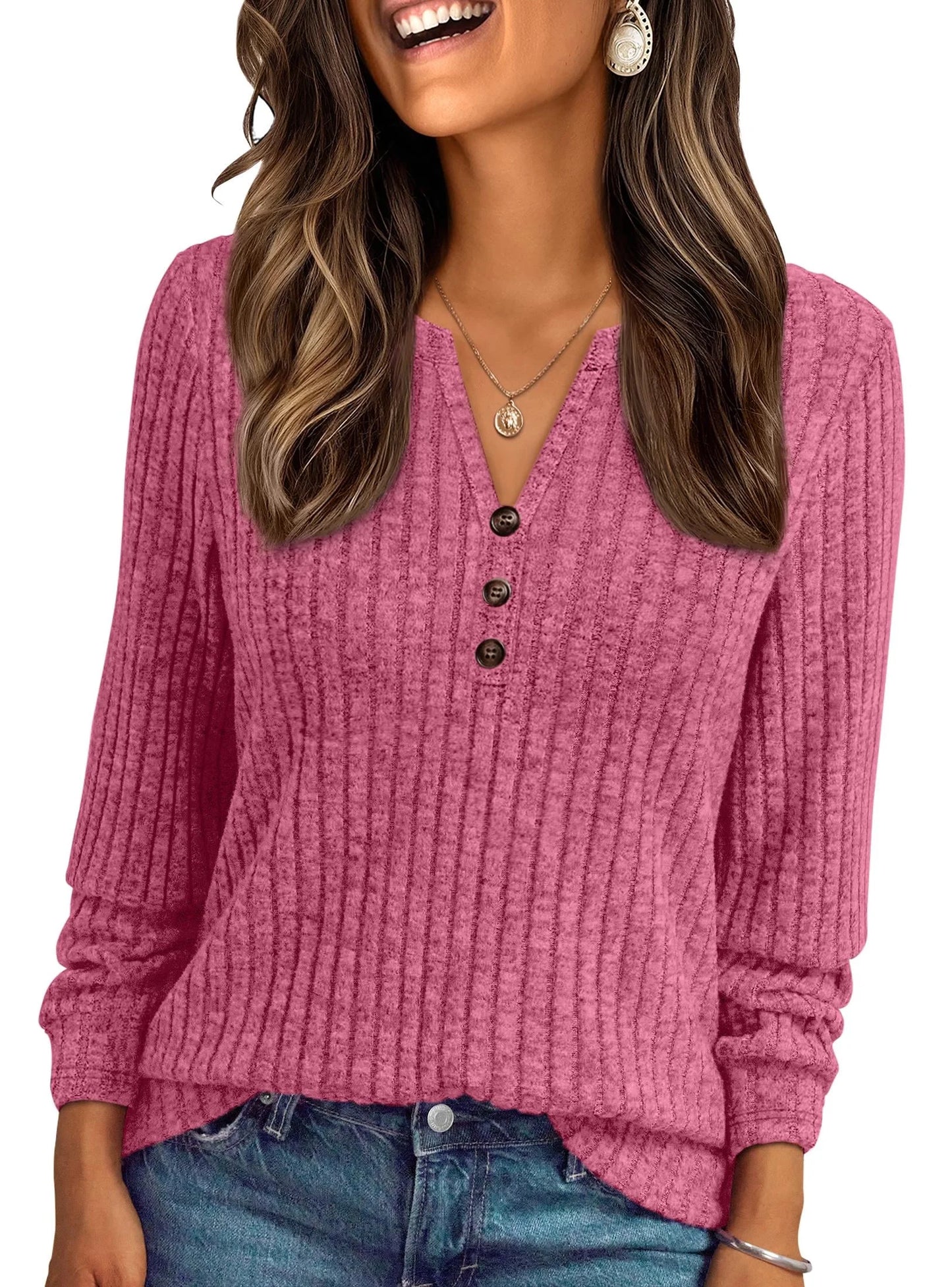 Tunic Shirts for Womens Long Sleeve Tops Casual V Neck Sweaters for Women Blouses