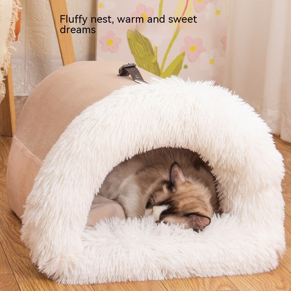 Portable 2-in-1 Calming Pet Bed - Warm Winter Dog & Cat Nest