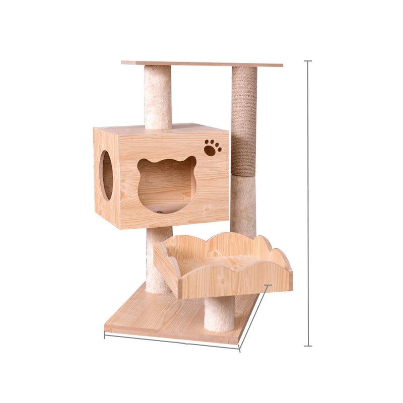 Luxury Wooden Cat House - Space Capsule Nest with Scratch Pad
