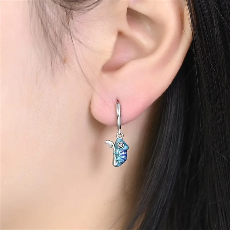 Royal Blue Enamel Earrings - Geometric Minimalist Alloy Studs