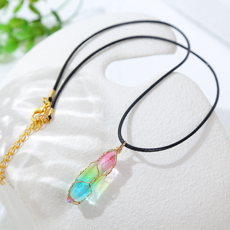 Geometric Clear Crystal Pendant Necklace for Women - Dainty Diamond-Cut Jewelry Gift