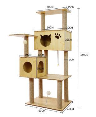 Luxury Wooden Cat House - Space Capsule Nest with Scratch Pad