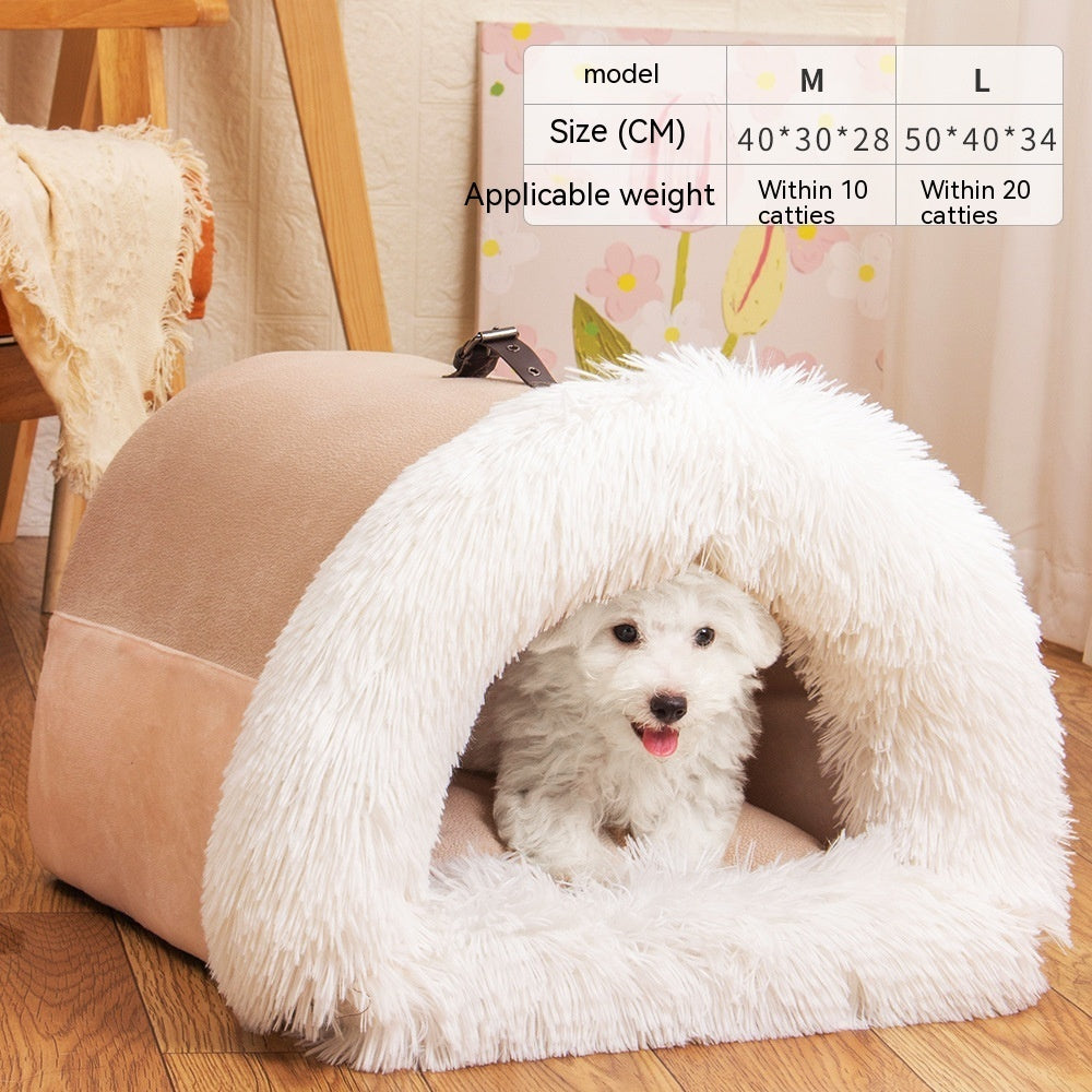 Portable 2-in-1 Calming Pet Bed - Warm Winter Dog & Cat Nest