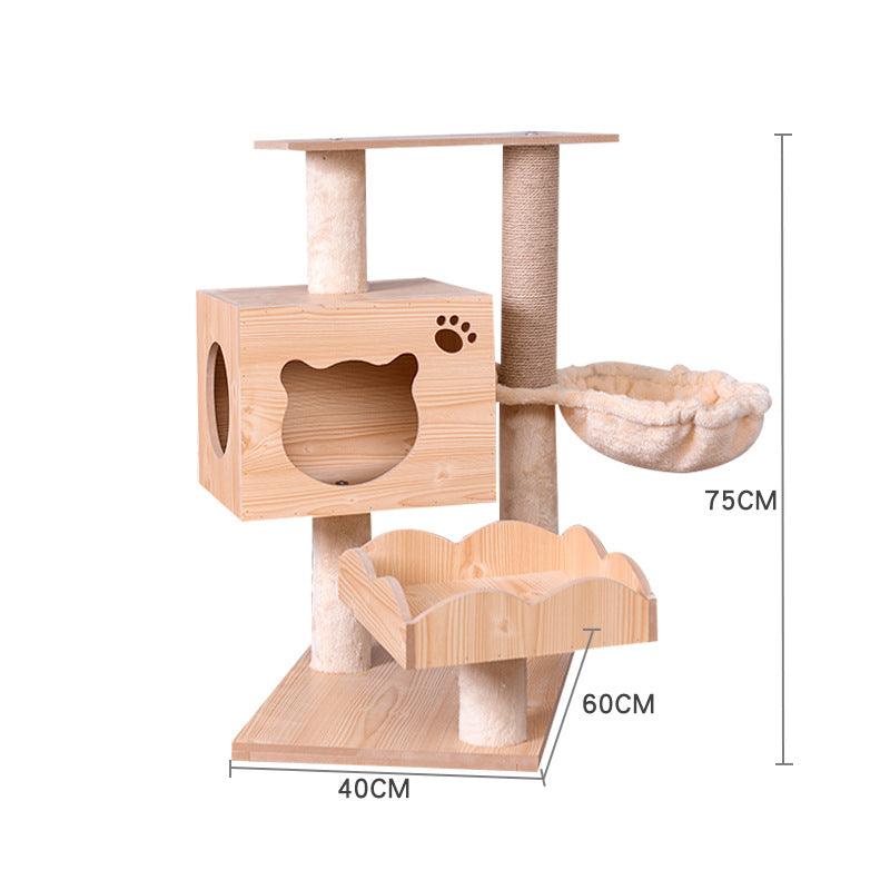 Luxury Wooden Cat House - Space Capsule Nest with Scratch Pad