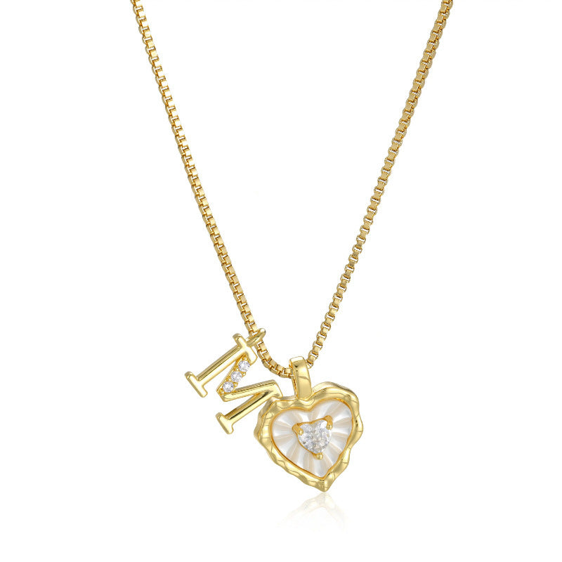 18K Gold Heart Letter Necklace - Dainty Diamond Encrusted Jewelry