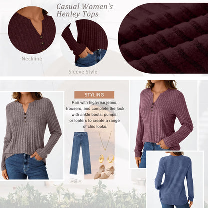 Tunic Shirts for Womens Long Sleeve Tops Casual V Neck Sweaters for Women Blouses