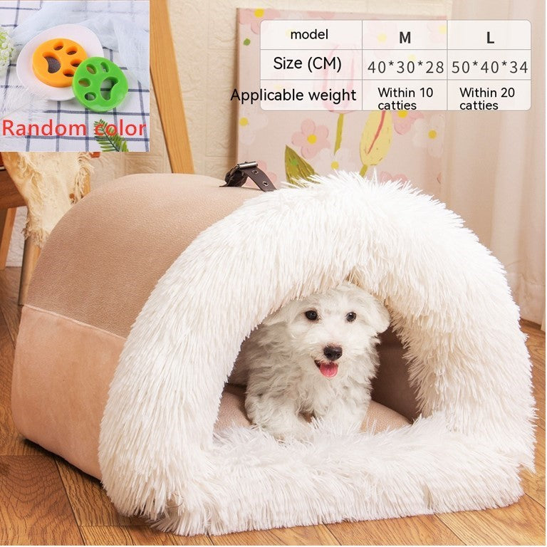 Portable 2-in-1 Calming Pet Bed - Warm Winter Dog & Cat Nest