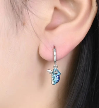 Royal Blue Enamel Earrings - Geometric Minimalist Alloy Studs