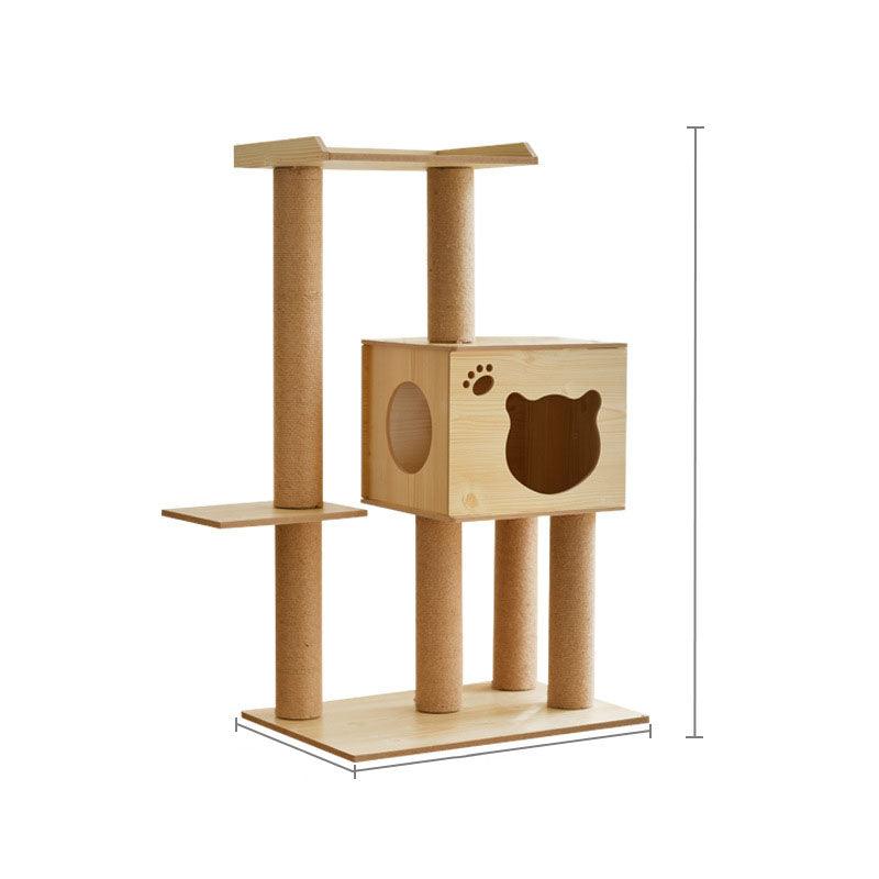Luxury Wooden Cat House - Space Capsule Nest with Scratch Pad