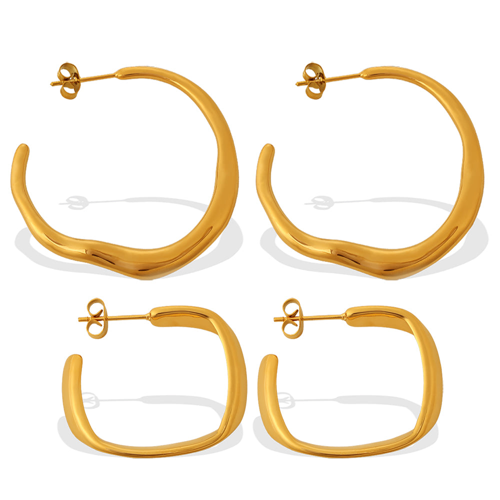 18K Gold Plated Twisted Hoops - Lightweight Dainty Office Earrings