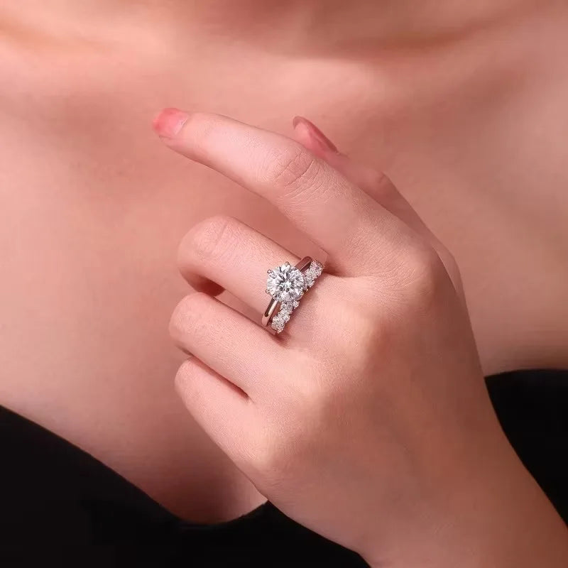 3Ct Moissanite Stackable Ring 925 Silver 18K Gold Wedding Jewelry with GRA Certificate Women Anniversary Engagement Gift