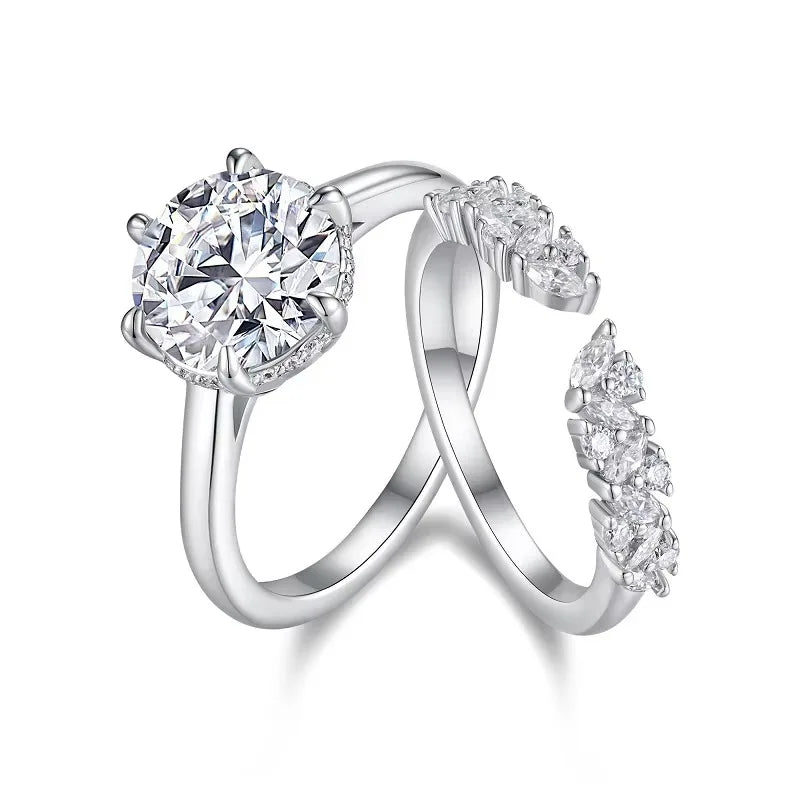 3Ct Moissanite Stackable Ring 925 Silver 18K Gold Wedding Jewelry with GRA Certificate Women Anniversary Engagement Gift
