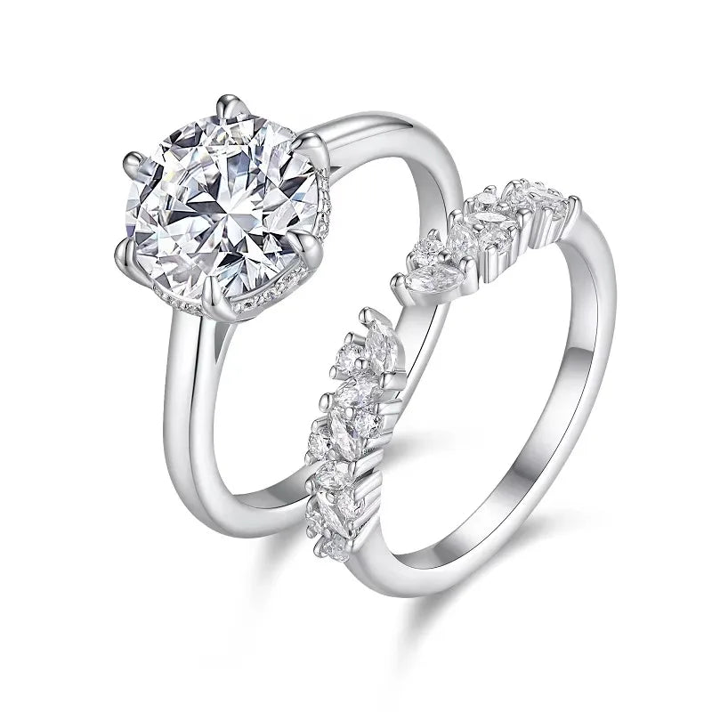 3Ct Moissanite Stackable Ring 925 Silver 18K Gold Wedding Jewelry with GRA Certificate Women Anniversary Engagement Gift