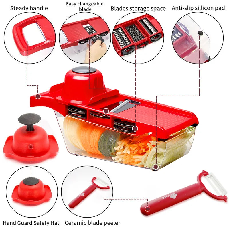 Myvit Vegetable Cutter - 3-in-1 Slicer, Peeler & Grater