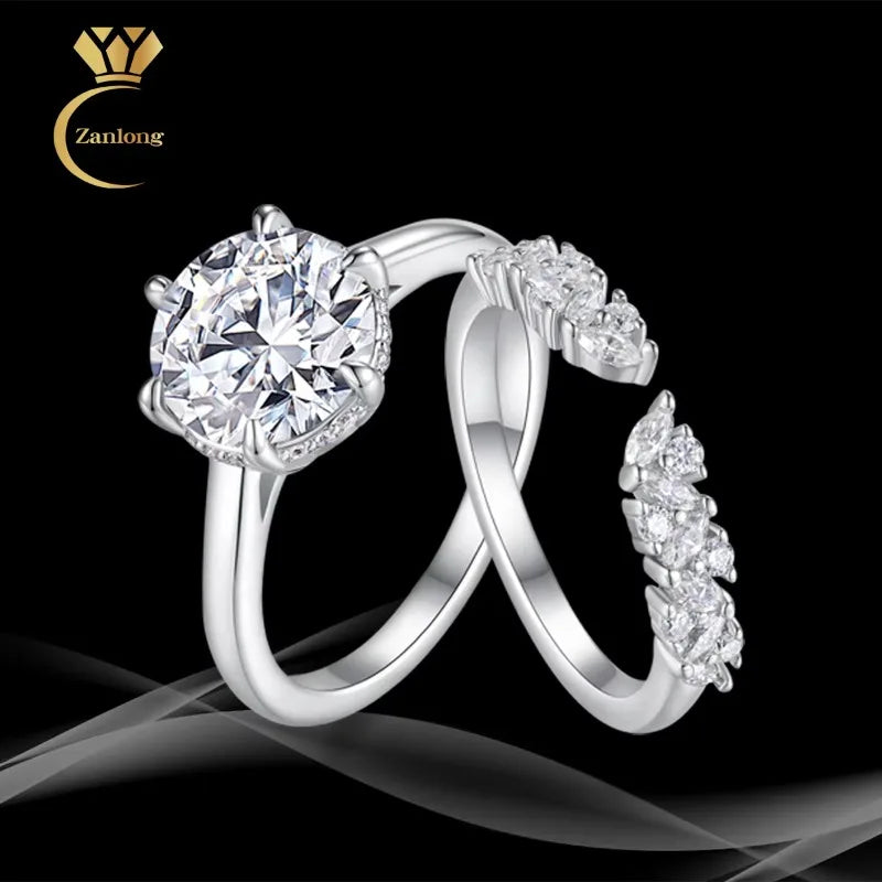 3Ct Moissanite Stackable Ring 925 Silver 18K Gold Wedding Jewelry with GRA Certificate Women Anniversary Engagement Gift