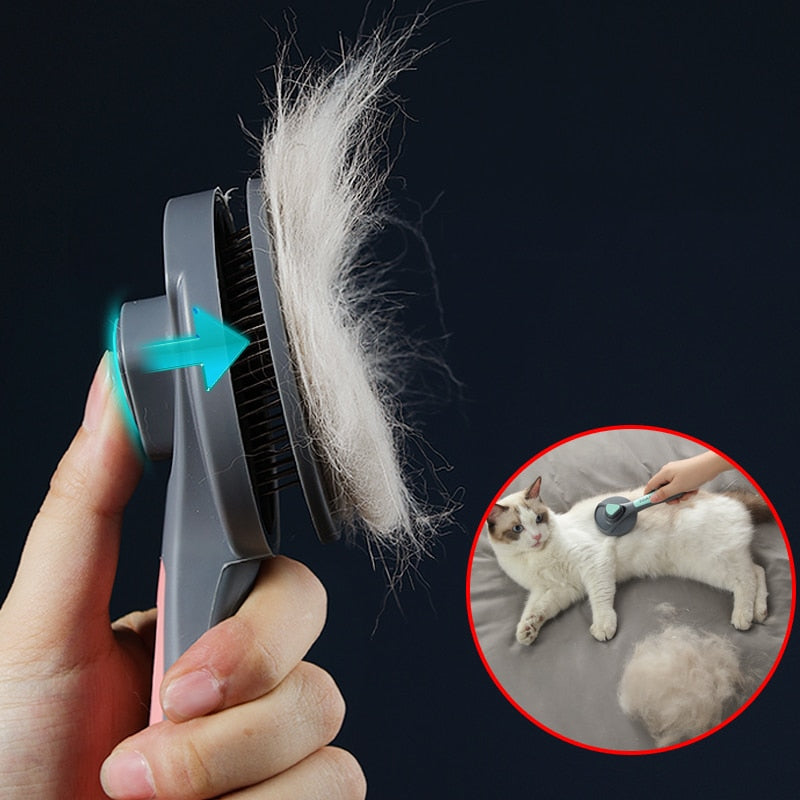Self-Cleaning Pet Grooming Brush - One-Click Cat & Dog Slicker Comb