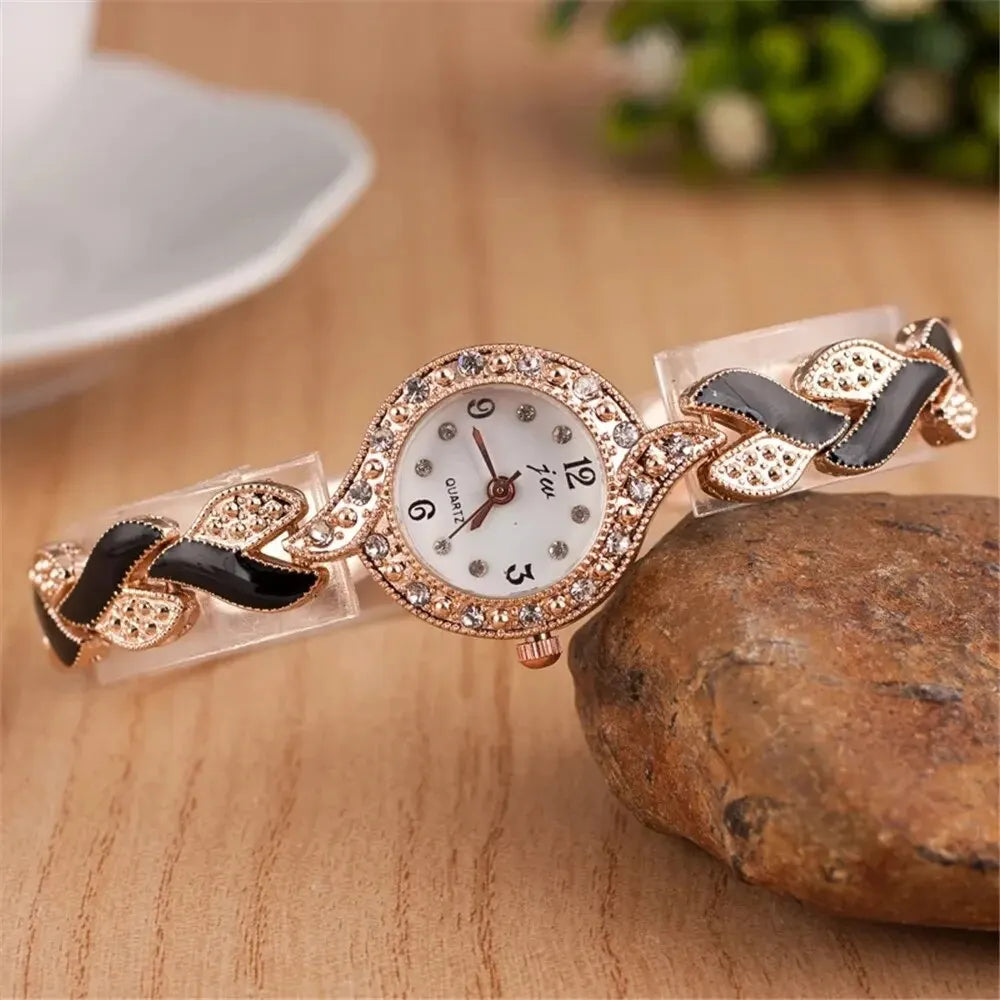 Luxury Women’s Diamond Watch & 5-Pcs Jewelry Bracelet Set