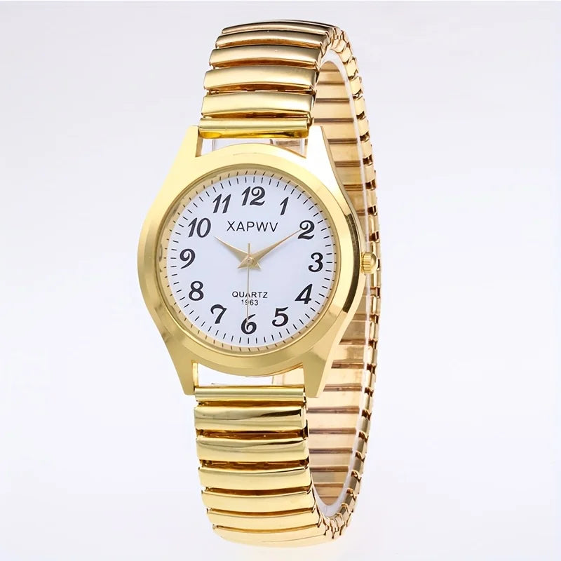 Elastic Band Easy-Read Watch - Large Dial Elderly Couple Set