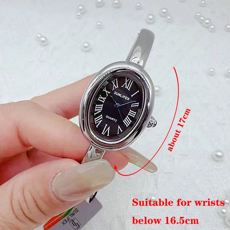 Luxury Diamond Oval Watch - Elegant Women's Bracelet