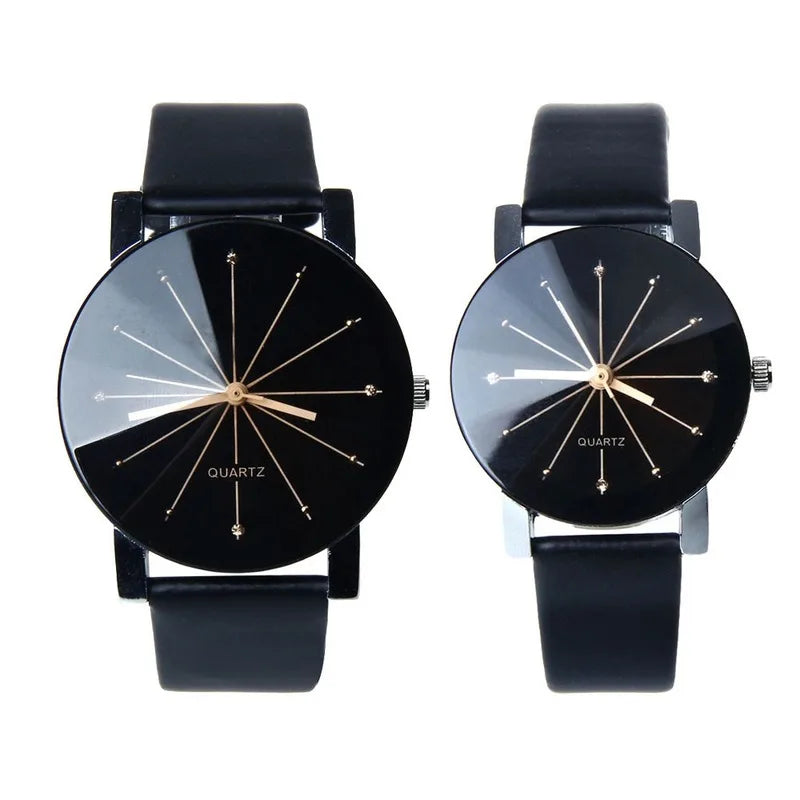 Luxury Couple Quartz Watches - Matching Leather Wristwatch