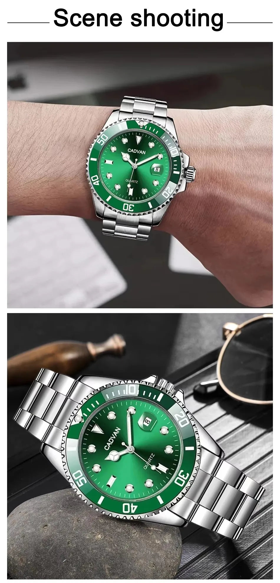 Luxury Men's Green Water Ghost Watch - Business Quartz