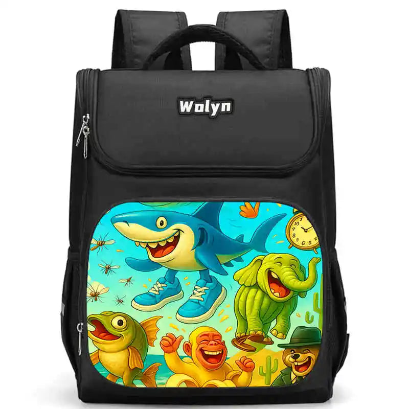 Kids Cartoon Brainrot School Bag - Large Capacity Pupil Backpack for Boys & Girls, Durable Student Bookbag & Commuter Travel Bag