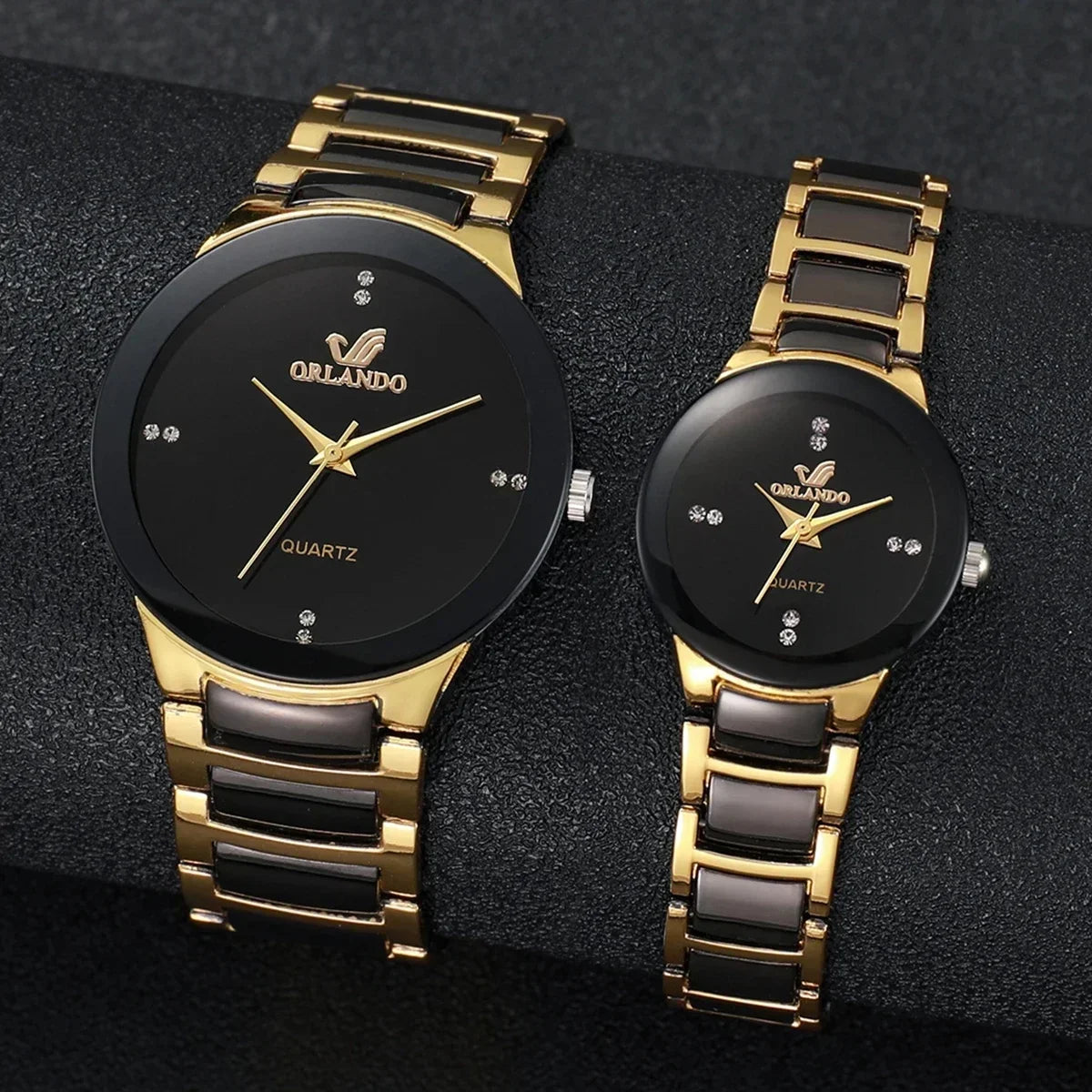 Luxury Business Wristwatches - Men & Women Steel Watch Set