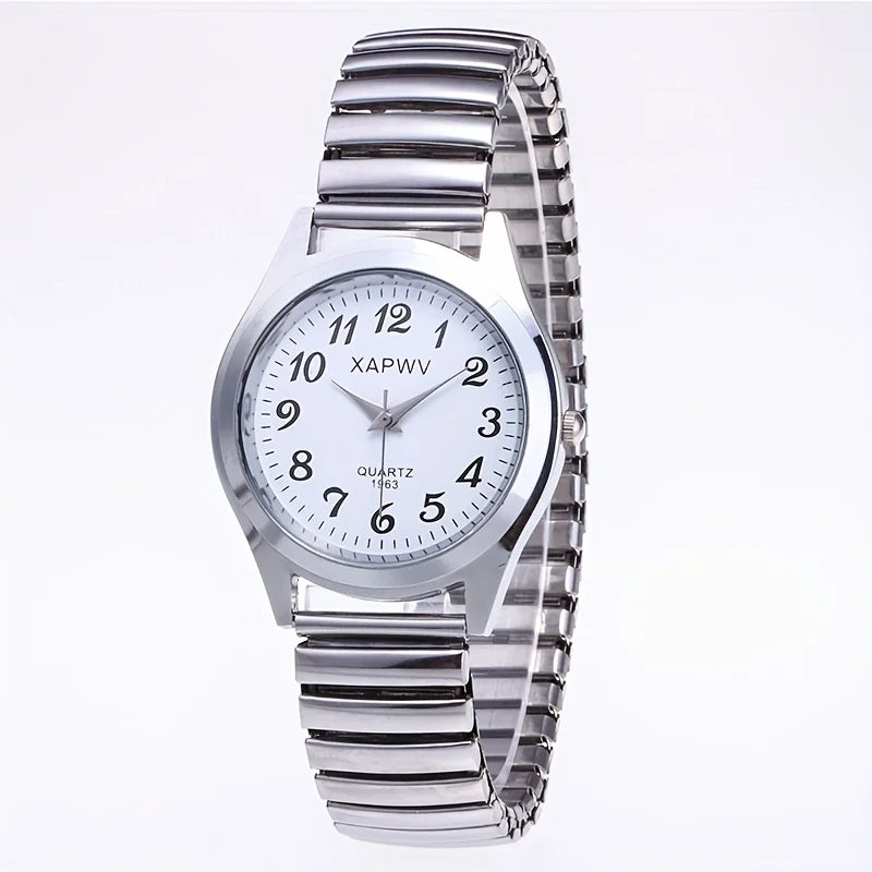 Elastic Band Easy-Read Watch - Large Dial Elderly Couple Set