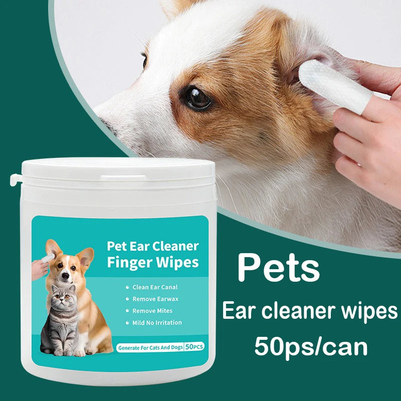 Dog & Cat Ear Cleaning Wipes | Anti-Mite Pet Finger Cots