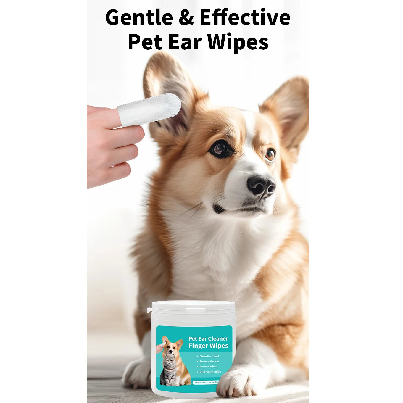 Dog & Cat Ear Cleaning Wipes | Anti-Mite Pet Finger Cots
