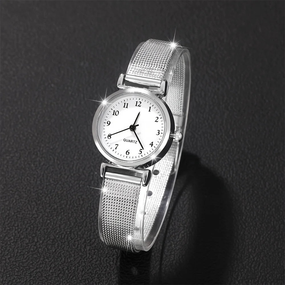Simple Dial Women's Watch Set - Minimalist Quartz Wristwatch