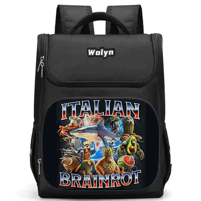 Kids Cartoon Brainrot School Bag - Large Capacity Pupil Backpack for Boys & Girls, Durable Student Bookbag & Commuter Travel Bag