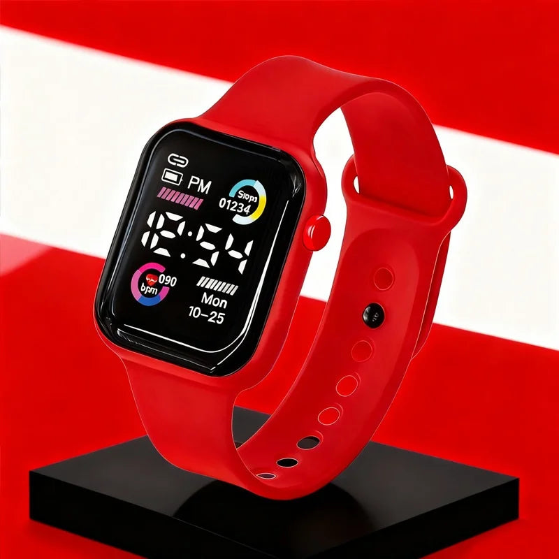 Square Digital Fashion Watch - LED Time & Date Unisex Clock