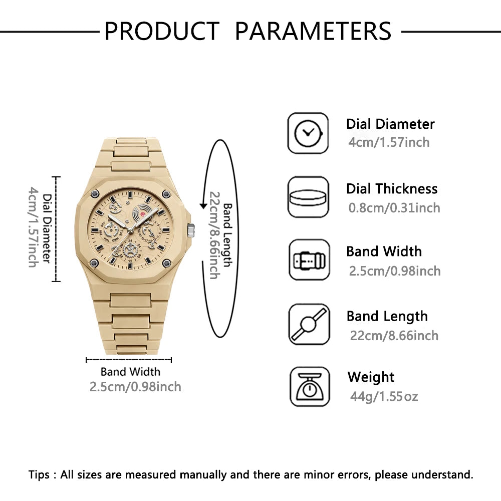 5-Piece Luxury Business Set - Gold Watch & Ring Collection
