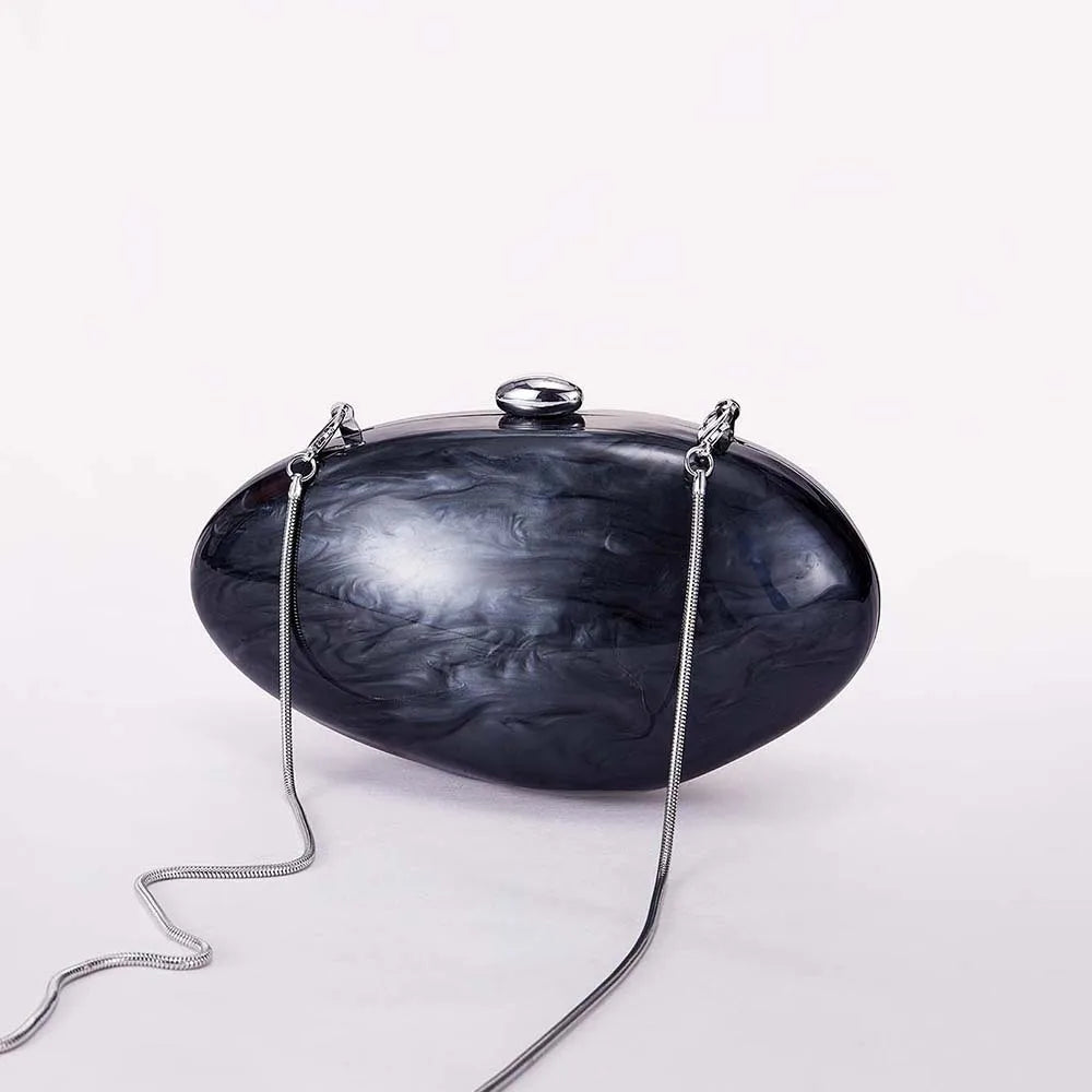 Oval Marble Shell Evening Bag - Elegant Luxury Wedding Purse