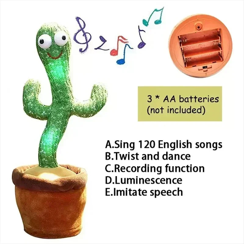 Dancing & Talking Cactus Toy – 120 Songs Electronic Plush for Kids