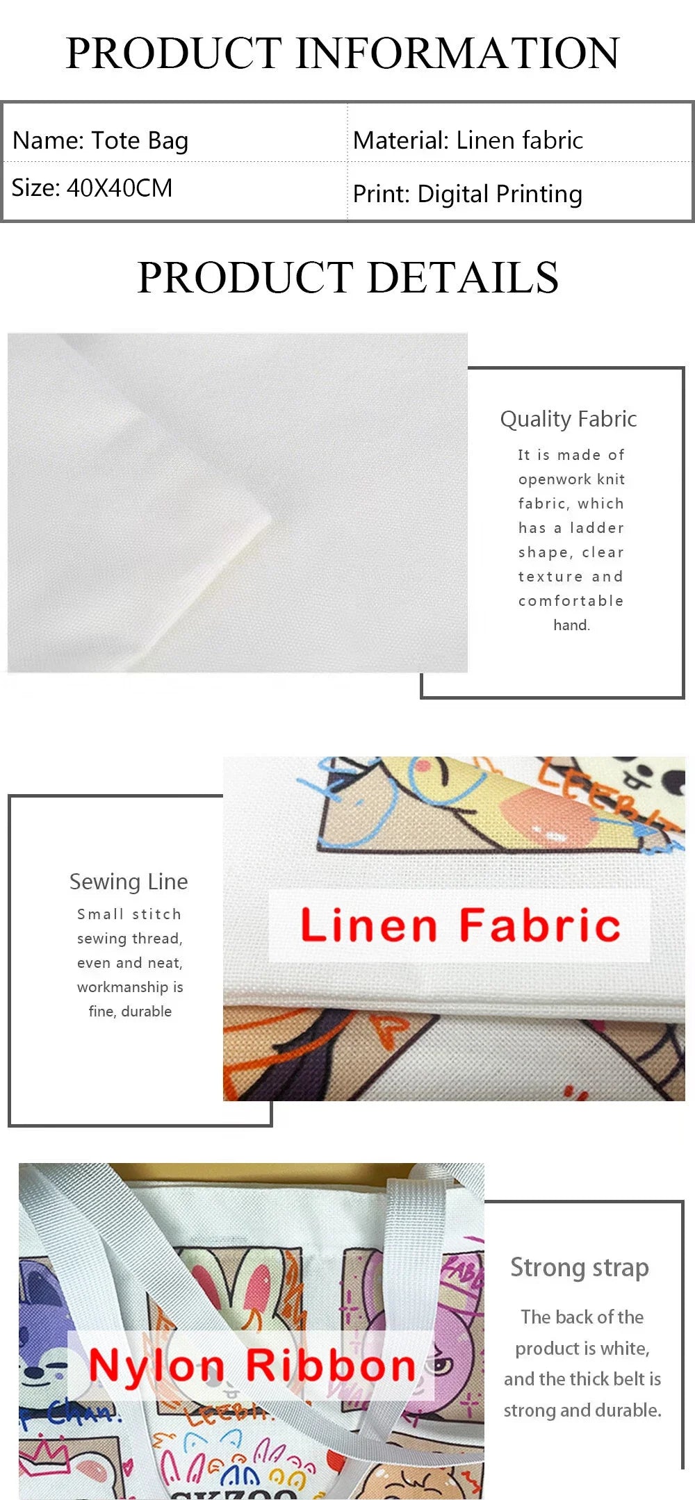 Cute Cartoon Cat Canvas Tote Bag - Large Capacity Shoulder Bag & Casual Handbag for Women, School & Shopping